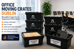 Office moving crates Dublin with Get Cracking reusable office crates